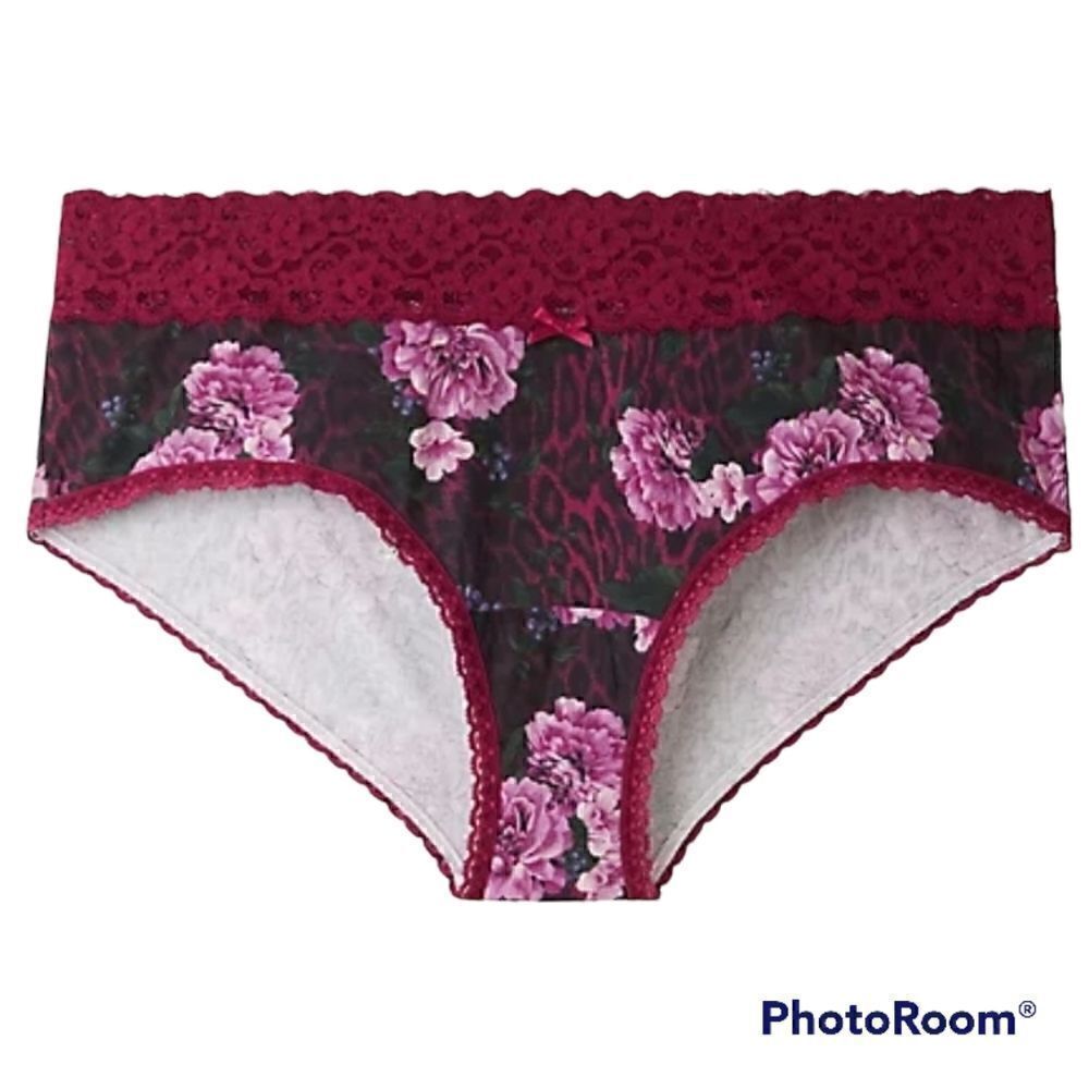 5X 28W Torrid Purple Cheeky Cheetah Panty Dark Goth Floral Wide Lace Cotton lace